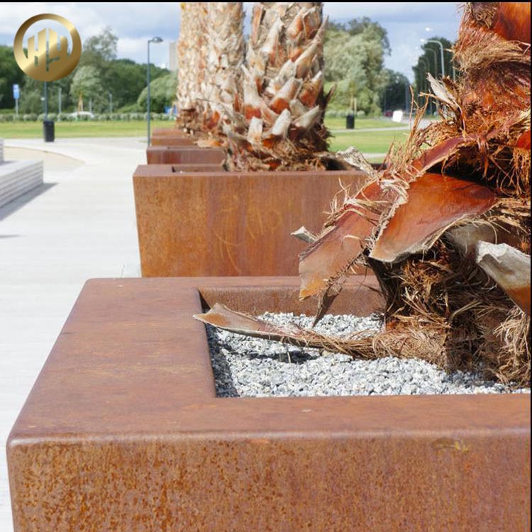 Tapered Corten Steel Large Metal Garden Decoration Flower Planter Pot