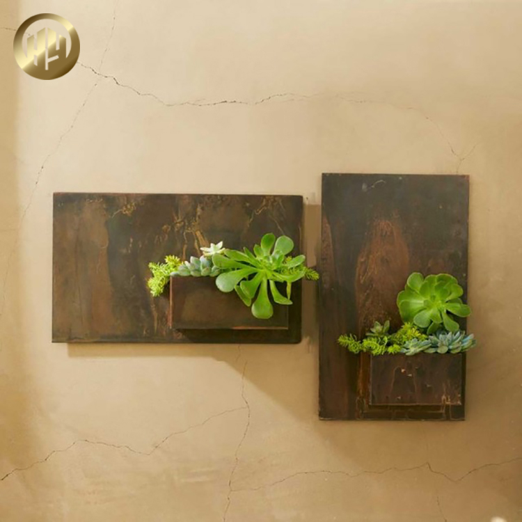 Modern Small Corten Steel Rusty Metal Decoration Wall Hanging Planter