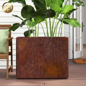 Square Corten Steel Metal Flower Planter Plantador Plants Nursery