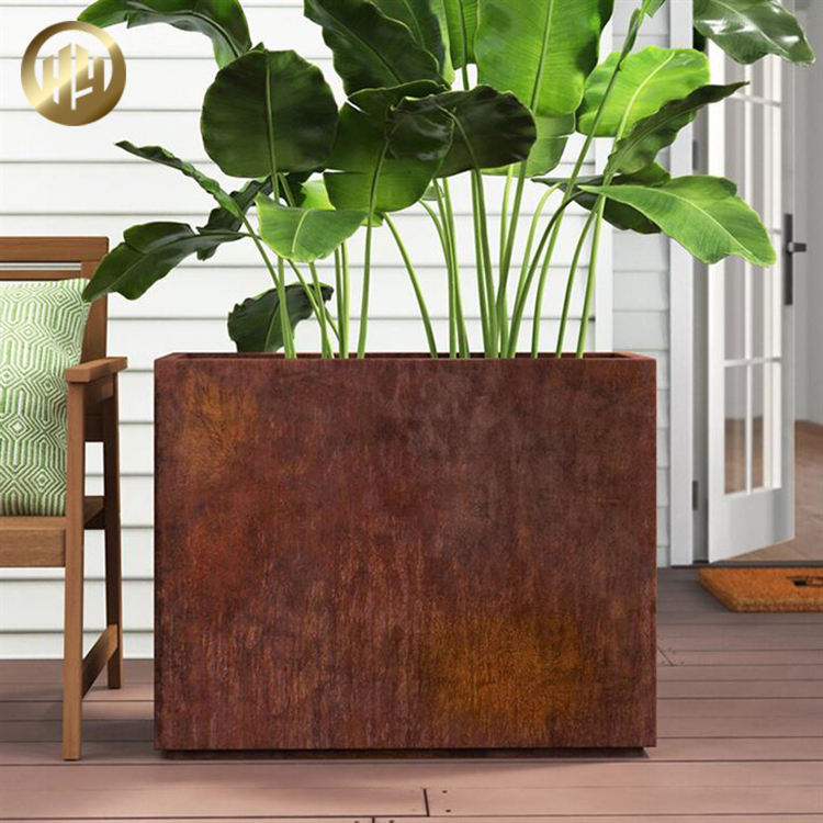 Square Corten Steel Metal Flower Planter Plantador Plants Nursery