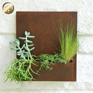 Corten Steel Sqaure Small Flower Planter Metal Hanging Wall Pot