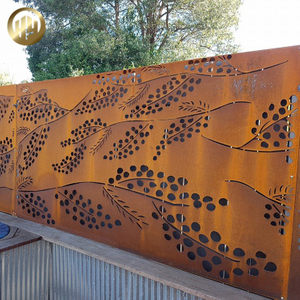 Leaf Pattern Corten Steel Horizontal Metal Decoration Screen Divided Panel