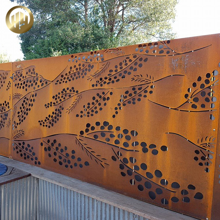 Bamboo Pattern LED Lighting Corten Steel Rectangular Rusty Screen