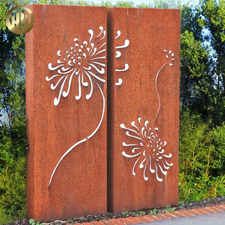 Combination Corten Steel Grass Pattern Metal Divided Ornaments Screen