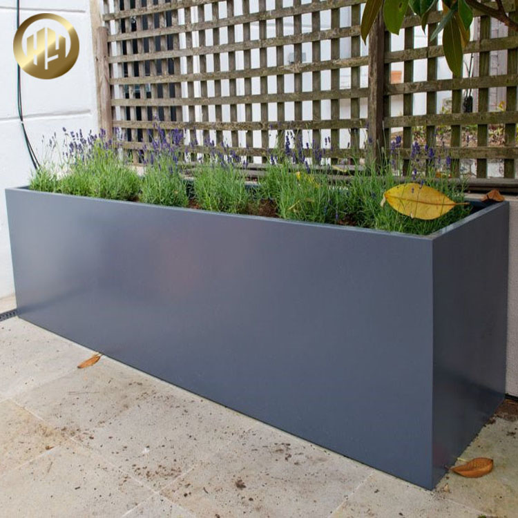 Powder Coating Rectangular Metal Practical Plantador Nursery Planter