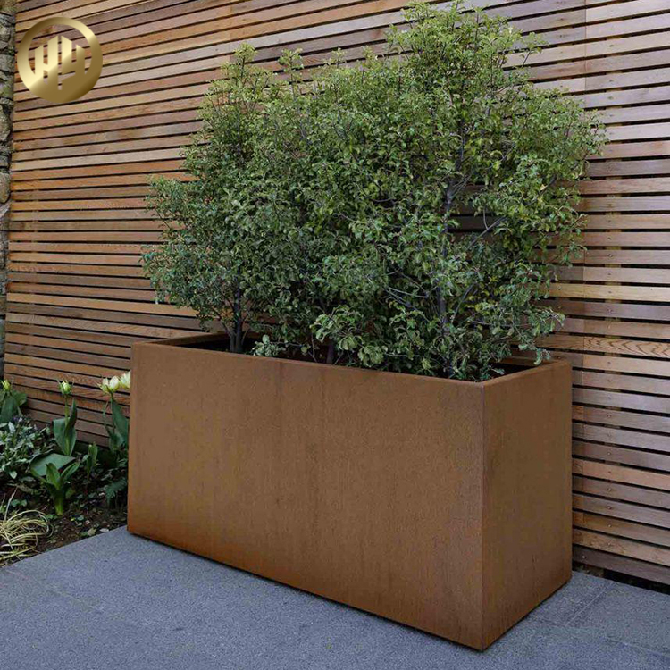 Rectangular Corten Steel Rusty Metal Decoration Plants Nursery Planter