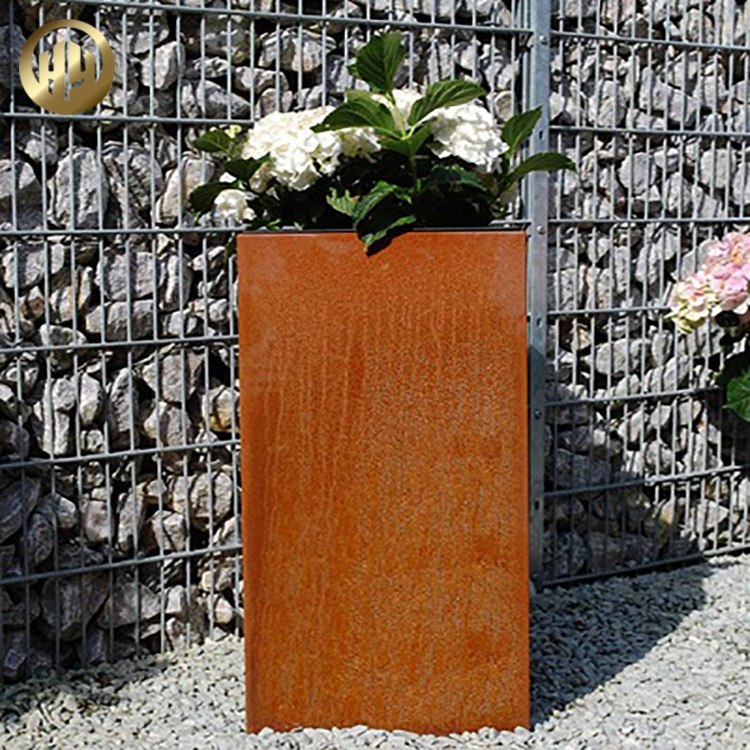 Factory Supply Corten Steel Rectangular Decoration Metal Flower Planter Pots