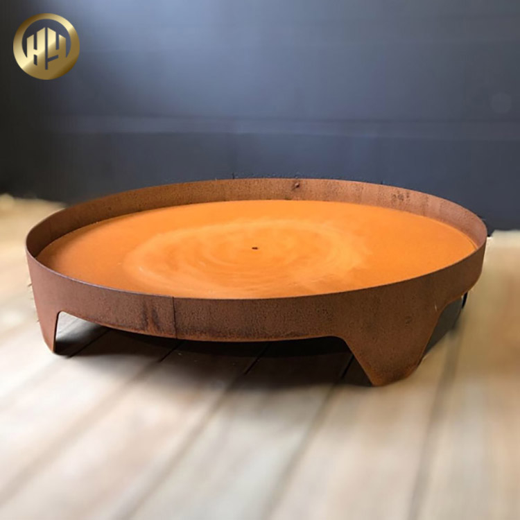 Flat Metal Corten Steel Rusty Round Decoration Barbecue Heater Fire Pit