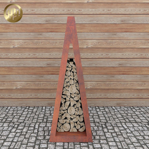 Garden Distinctive Corten Steel Metal Practical Modern Style Wood Storage