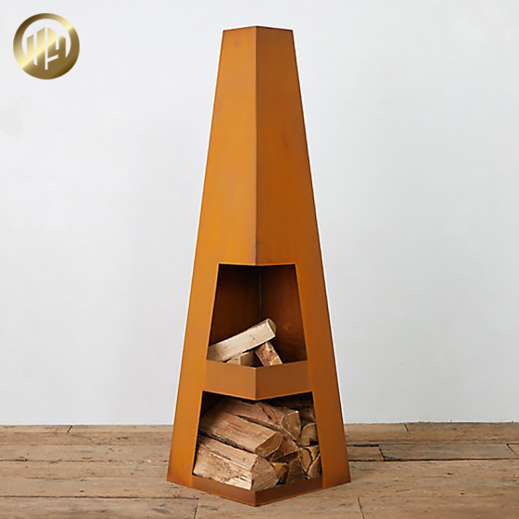 Rusty Treatment Metal Stand Decoration Wood Burning Fire Pit Heater