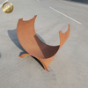 Distinctive Shape Corten Steel Room Decoration Metal Wood Storage