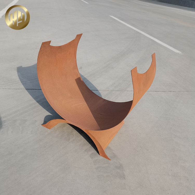 Distinctive Shape Corten Steel Room Decoration Metal Wood Storage
