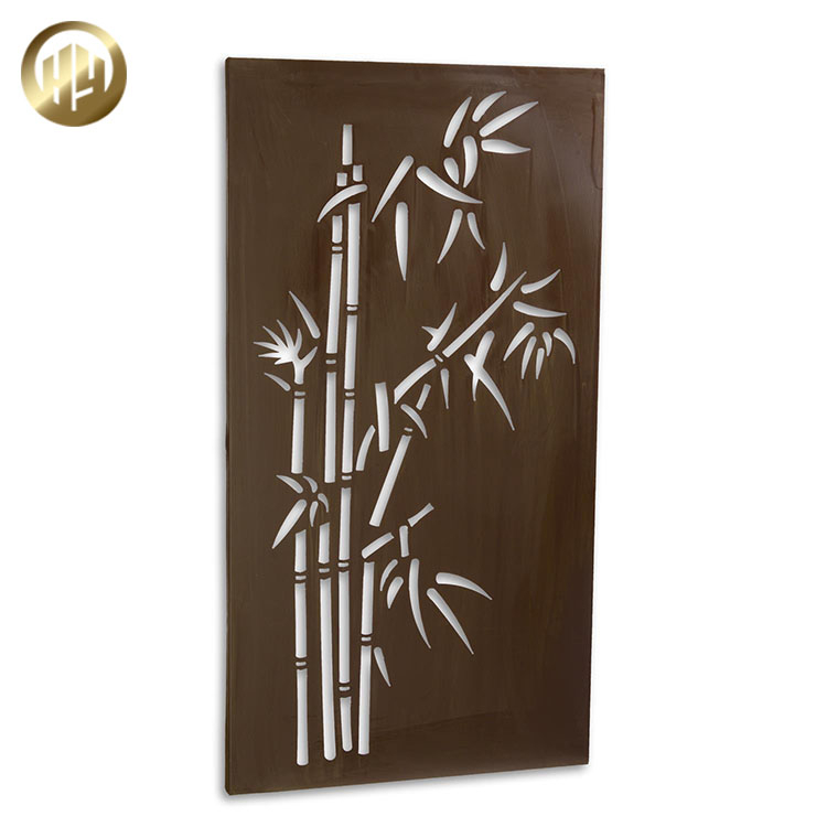 Laser Cut Pattern Metal Rectangular Corten Steel Rusty Panel Screen