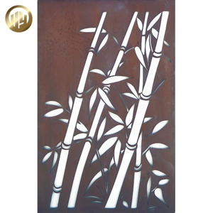 Bamboo Pattern Corten Steel Rectangular Metal Decoration Screen