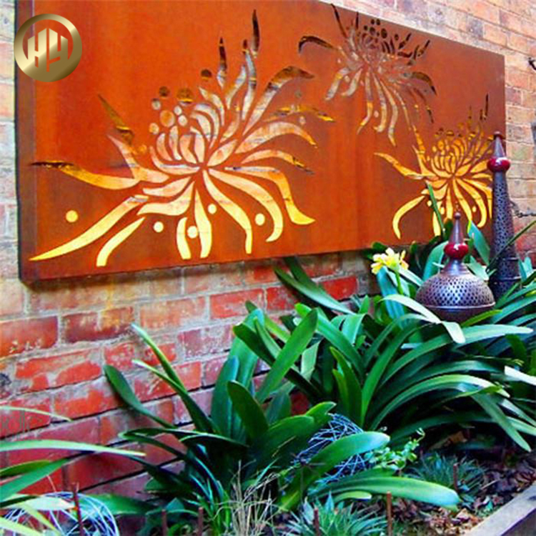 Outdoor Horizontal Metal Corten Steel Rusty Decoration Simple Screen