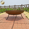Rusty Corten Steel Round Fire Pit Outdoor Barbecue Wood Burning Heater