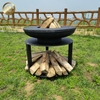 Factory Supply Corten Steel Round Outdoor Barbecue Fire Pit With Wood Storage