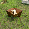Rust Color Corten Steel Rectangle Wood Burning Outdoor Fire Pit