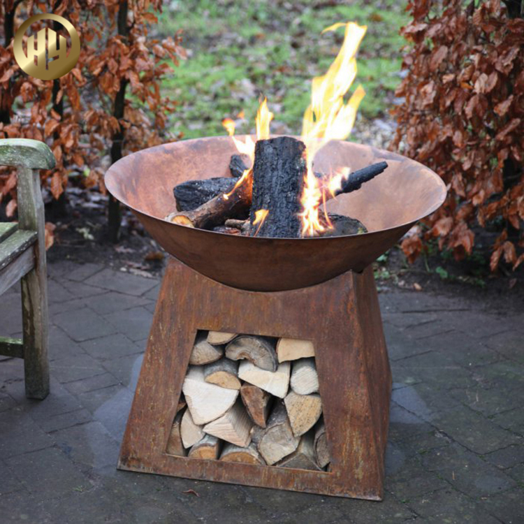 Factory Supply Round Fire Bowl Pit Metal Decoration Heater With Base Feet