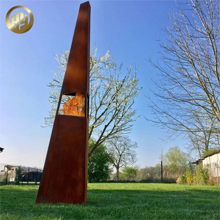 Custom Design Corten Steel Rusty Standing Wood Burning Fire Pit Heater