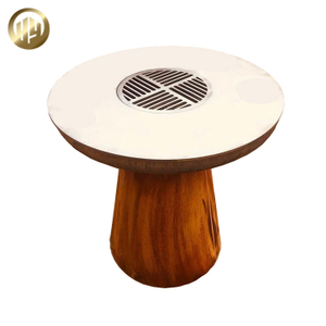 Barbecue Round Fire Pit Rectangular Wood Storage Outdoor Metal Heater