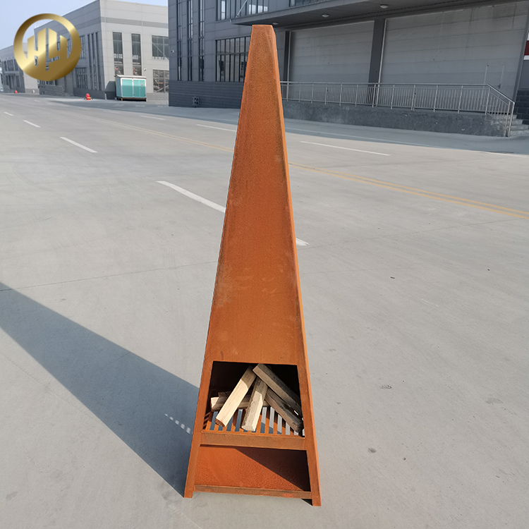 Room Decoration Stand Corten Steel Wood Storage Metal Fire Pit Heater