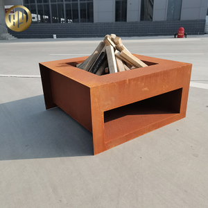 Medium Corten Steel Rectangular Wood Burning Fire Pit Box