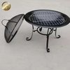 Modern Style Round Fire Pit Barbecue Cover Black Metal Heating Brazier
