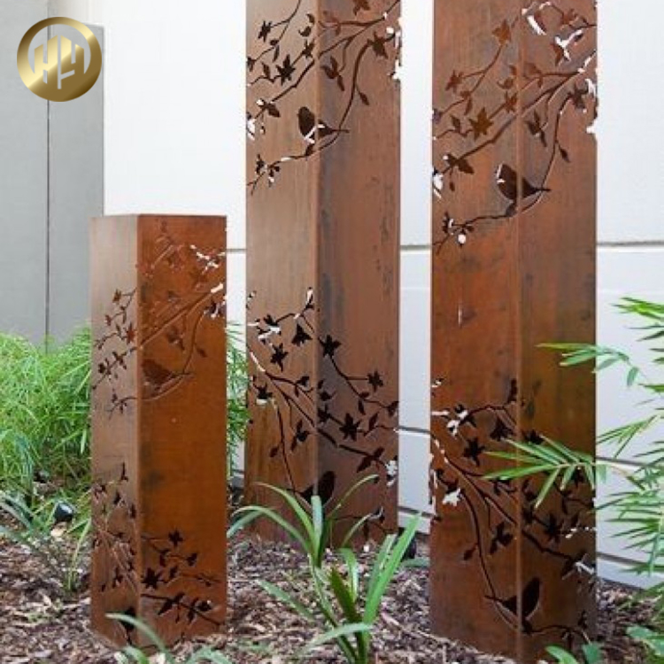 Modern Design Corten Steel Rusty Metal Landscape Light Cover Sculpture