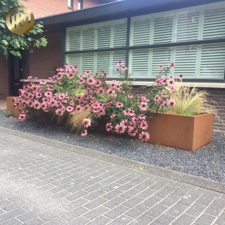 Patio Corten Steel Rectangular Plantador Plants Nursery Decoration Planter