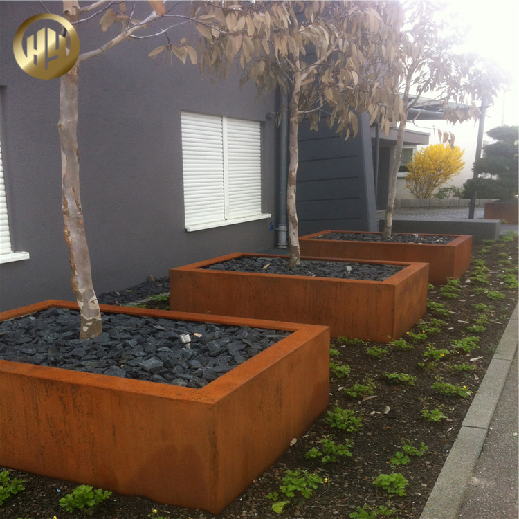 Corten Steel Rectangular Plantador Nursery Metal Assembly Garden Bed