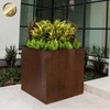 Garden Room Decoration Corten Steel Square Cube Metal Flower Planter