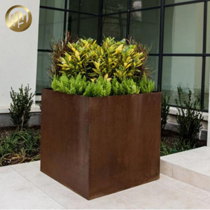 Garden Room Decoration Corten Steel Square Cube Metal Flower Planter
