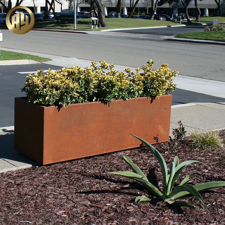 Factory Price Garden Rectangular Corten Steel Medium Metal Flower Planter