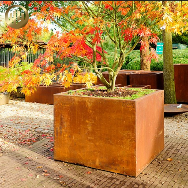 High Quality Corten Steel Nursery Square Metal Flower Planter Pot