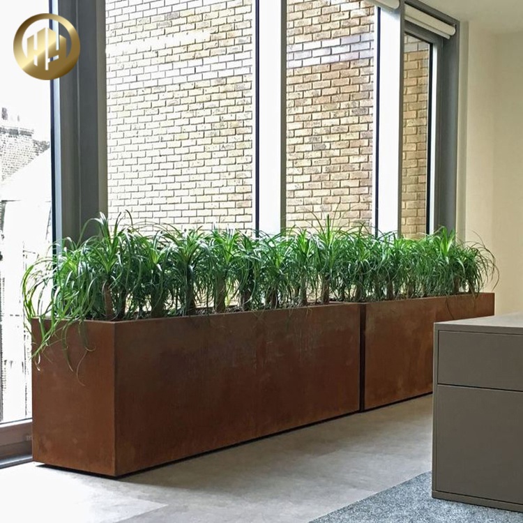 Room Decoration Plants Nursery Corten Steel Rusty Metal Flower Planter Pots