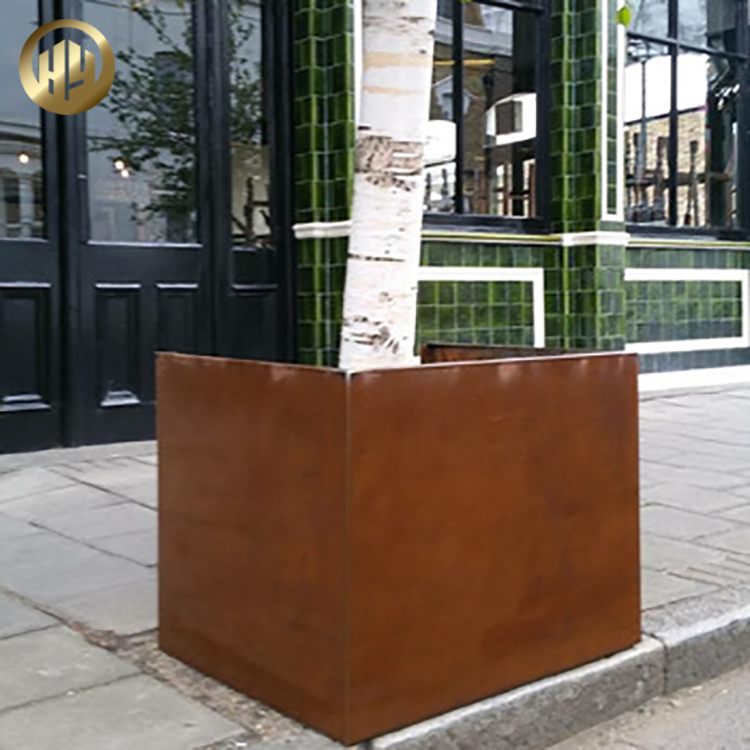 Factory Supply Cube Corten Steel Decoration Metal Flower Planter Pot