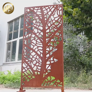 High Quality Rectangular Corten Stee Leaf Pattern Metal Decoration Screen