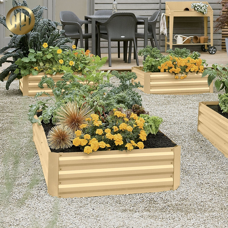 High Quality Outdoor Powder Coating Metal Flower Planter Garden Bed