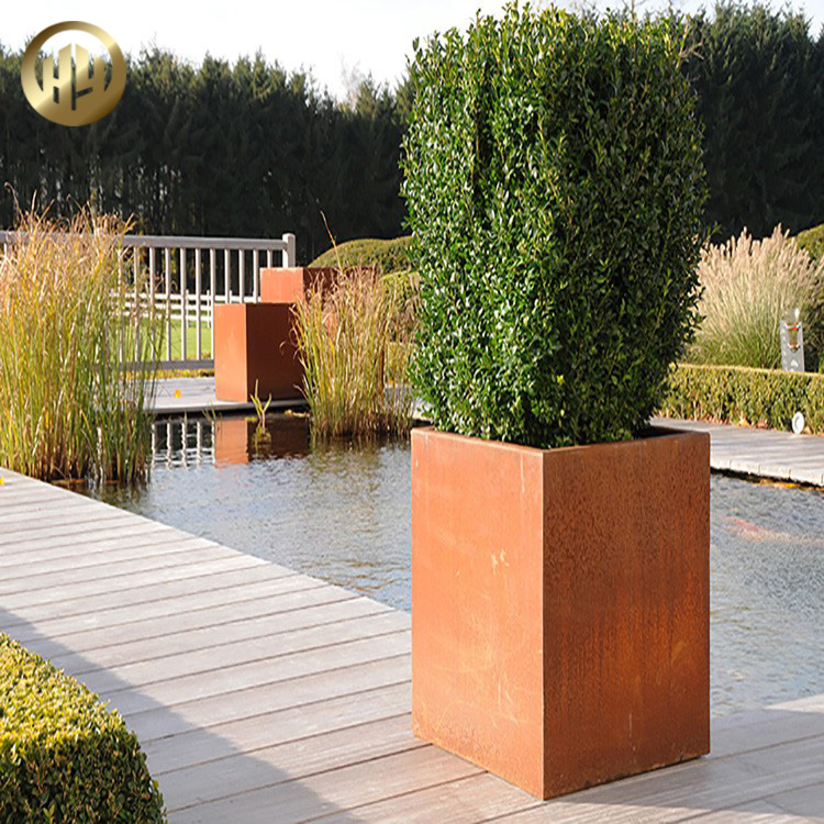 Corten Steel Rusty Treatment Metal Rectangular Stand Practical Planter