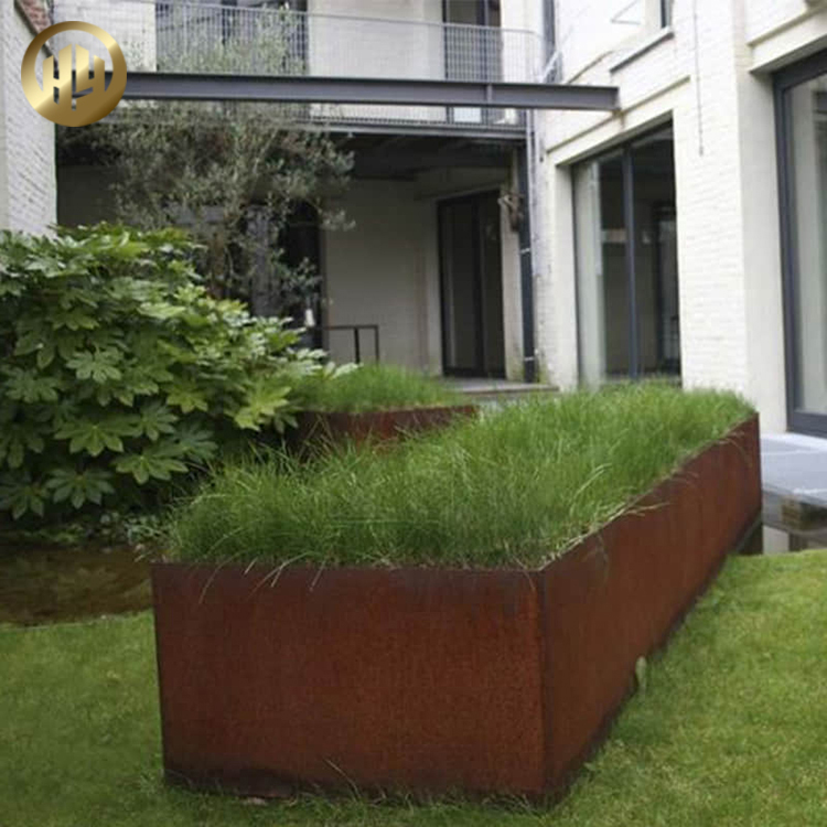 Square Corten Steel Rusty Decoration Practical Plants Nursery Metal Planter