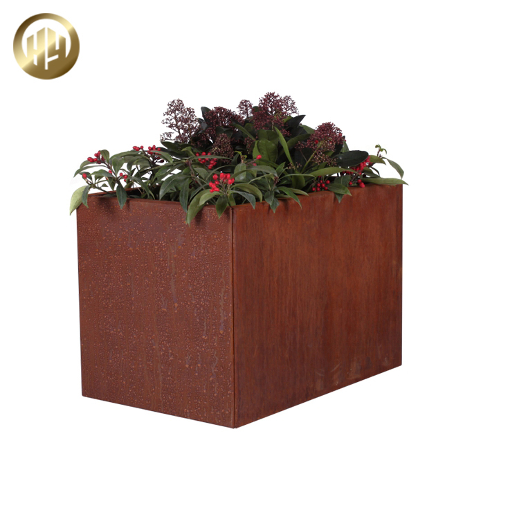 Medium Rectangular Corten Steel Rusty Metal Plantador Nursery Planter