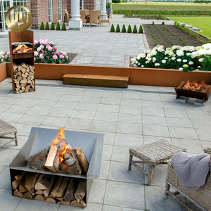 Assembly Metal Rectangular Wood Burning Fire Pit Barbecue Heater