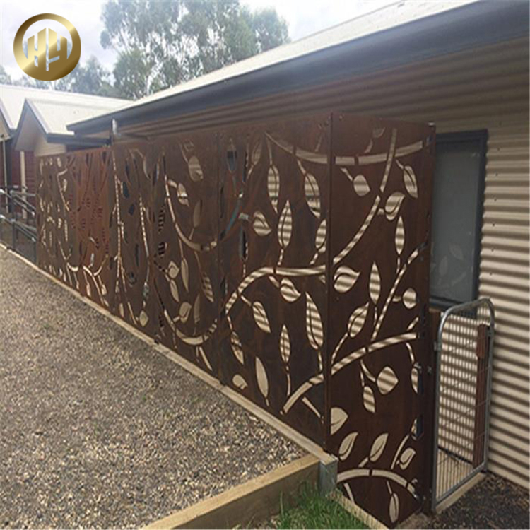 Courtyard Divided Privacy Metal Panel Corten Steel Rusty Decoration Screen
