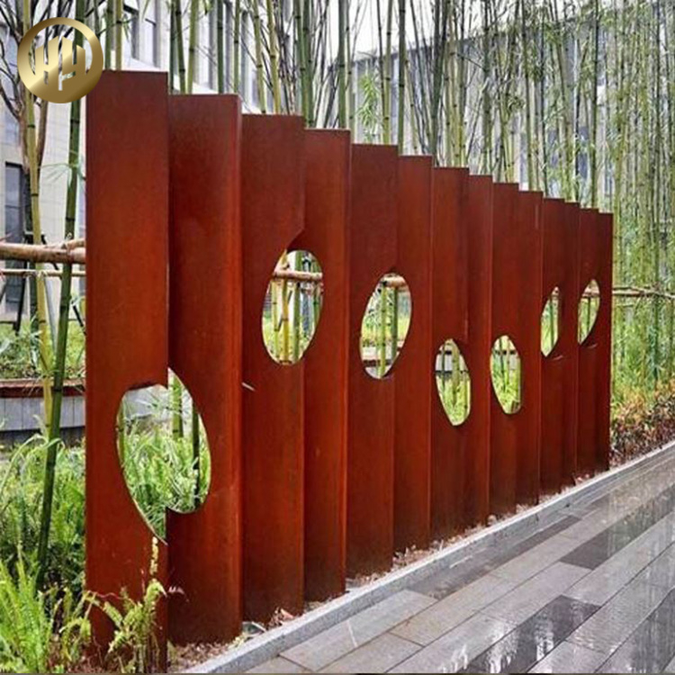 Outdoor Metal Corten Steel Rusty Decoration Simple Horizontal Screen