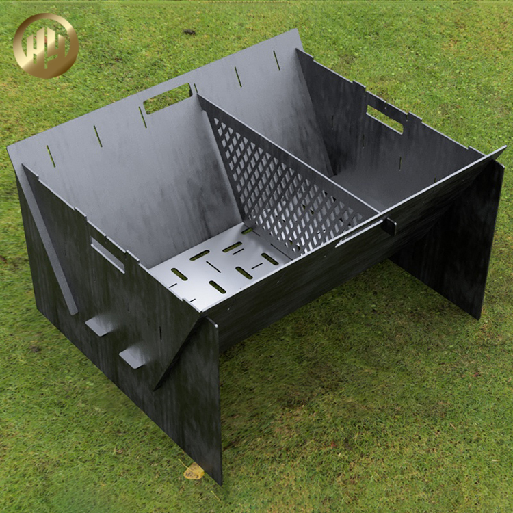 Assembly Metal Rectangular Wood Burning Fire Pit Barbecue Heater