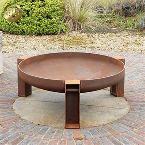 Medium Corten Steel Rusty Garden Round Durable Fire Pit With Feet