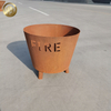 Combination Custom Pattern Round Fire Pit Corten Steel Wood Storage