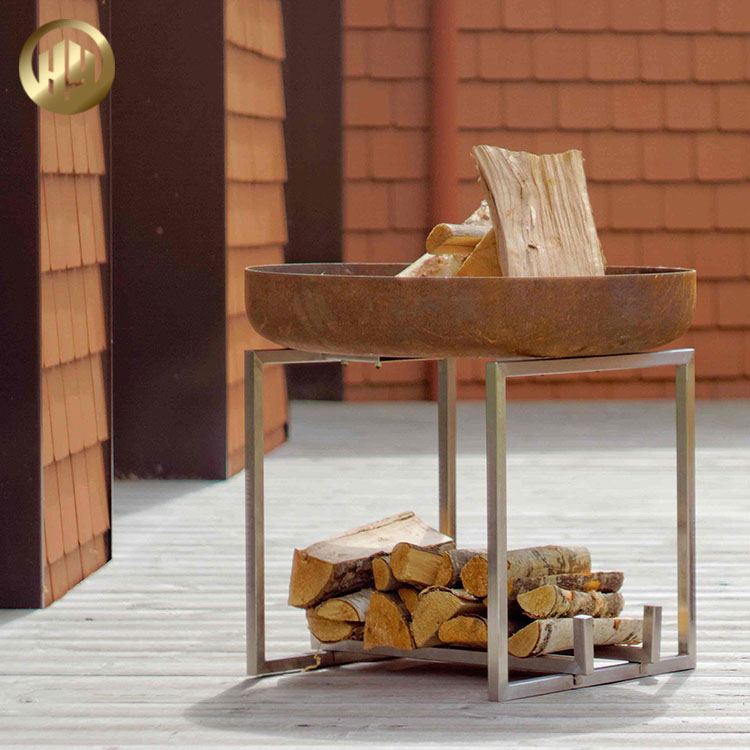 Garden Metal Corten Steel Rusty Barbecue Grill Fire Pit Round Heater