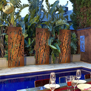 Courtyard Corten Steel Landscape Metal Rectangular Simple Panel Screen